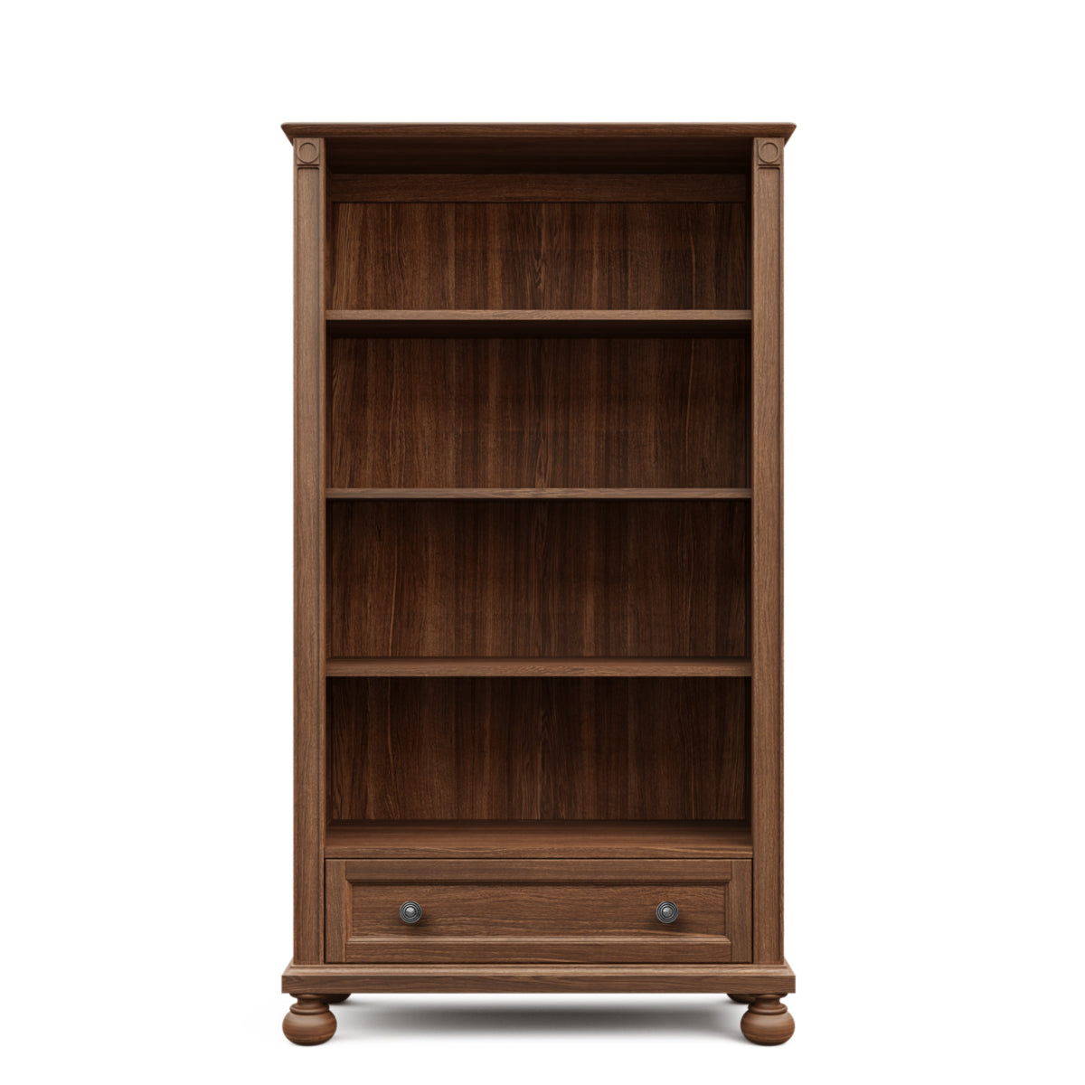 Dakota Solid Wood Grand Bookcase – Extra-Wide Luxury Library with Storage Drawer – Adjustable Artisan Shelving