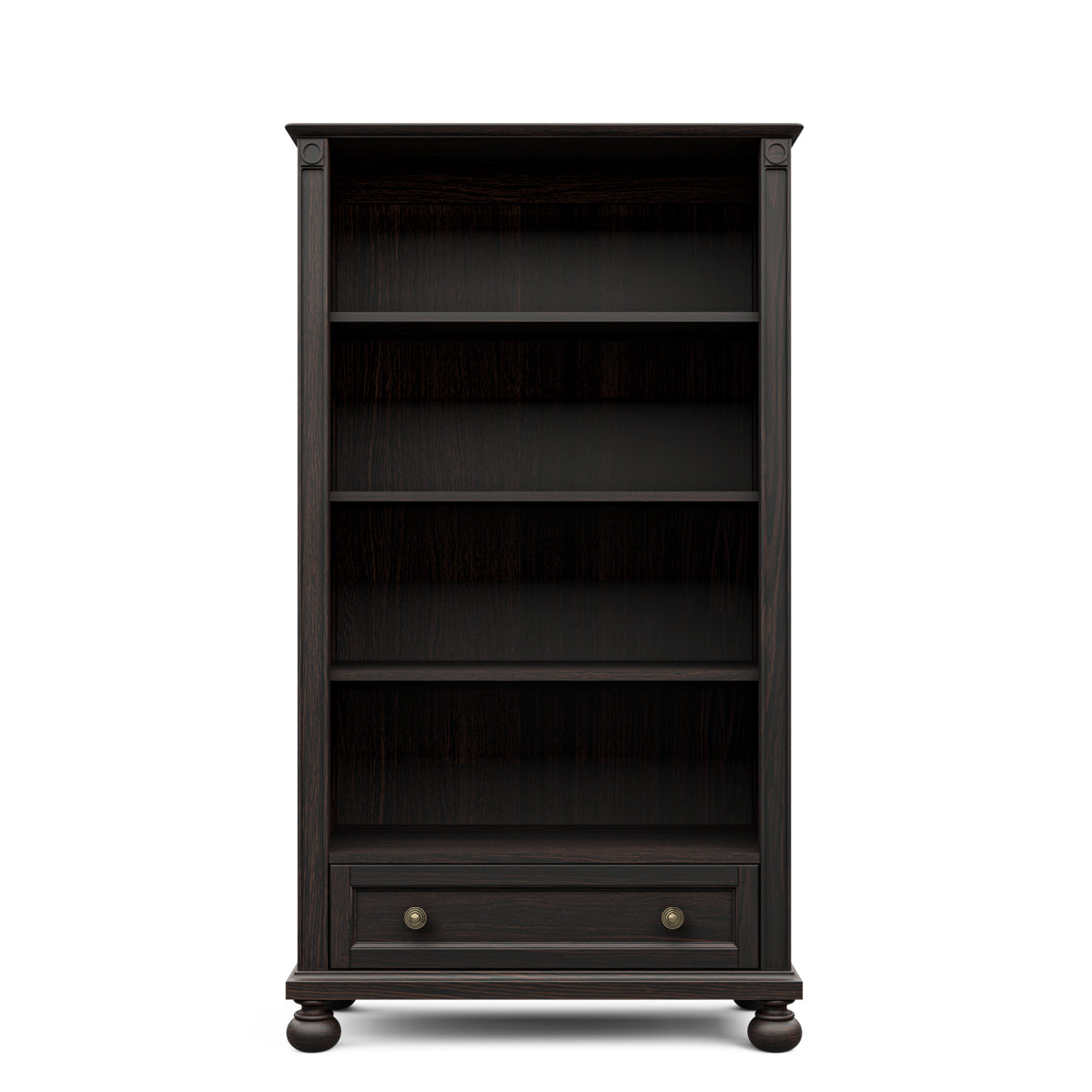 Dakota Solid Wood Grand Bookcase – Extra-Wide Luxury Library with Storage Drawer – Adjustable Artisan Shelving