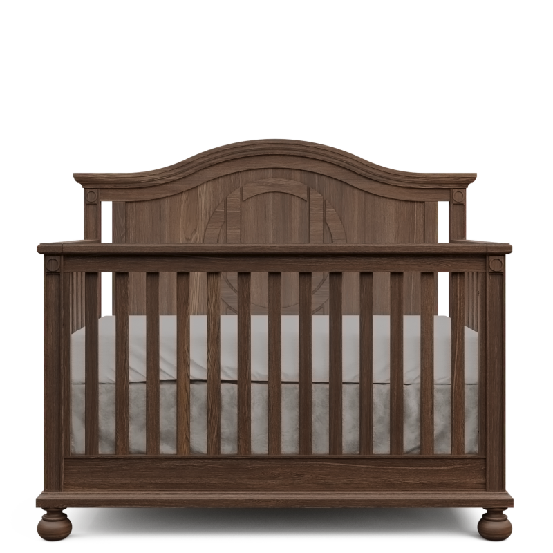 Dakota Solid Wood Convertible Crib – 4-in-1 Luxury Nursery Bed – Timeless Architectural Design & Solid-Back Heritage