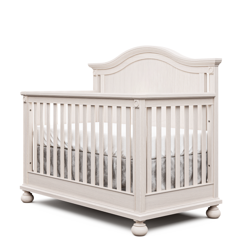 Dakota Solid Wood Convertible Crib – 4-in-1 Luxury Nursery Bed – Timeless Architectural Design & Solid-Back Heritage