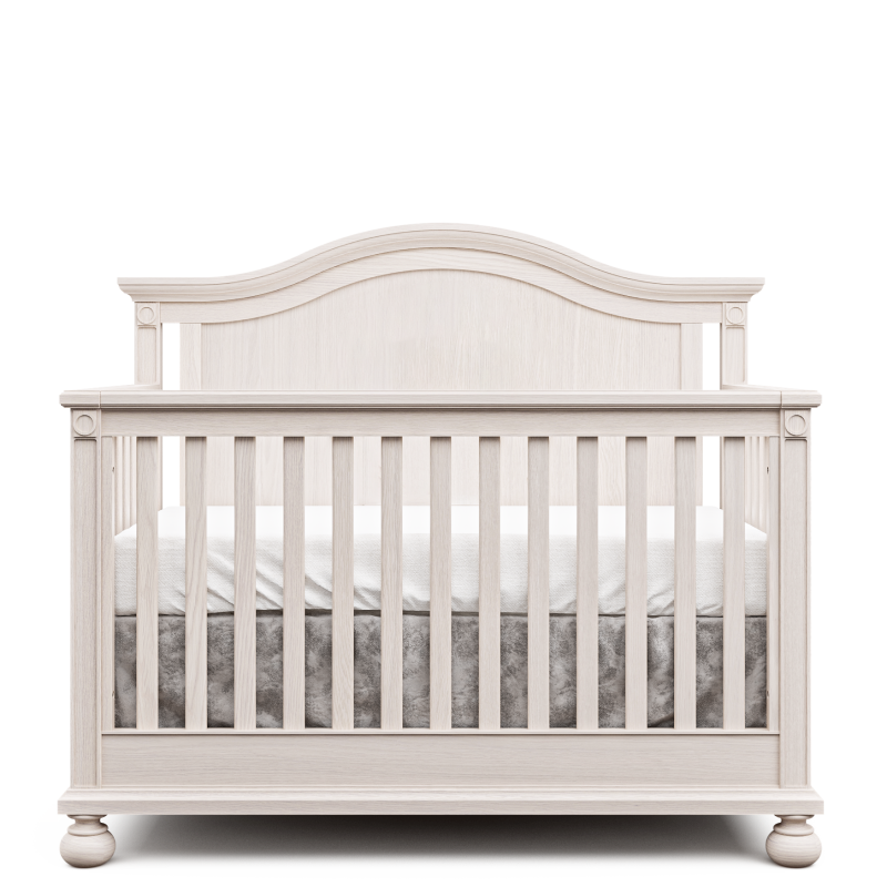Dakota Solid Wood Convertible Crib – 4-in-1 Luxury Nursery Bed – Timeless Architectural Design & Solid-Back Heritage