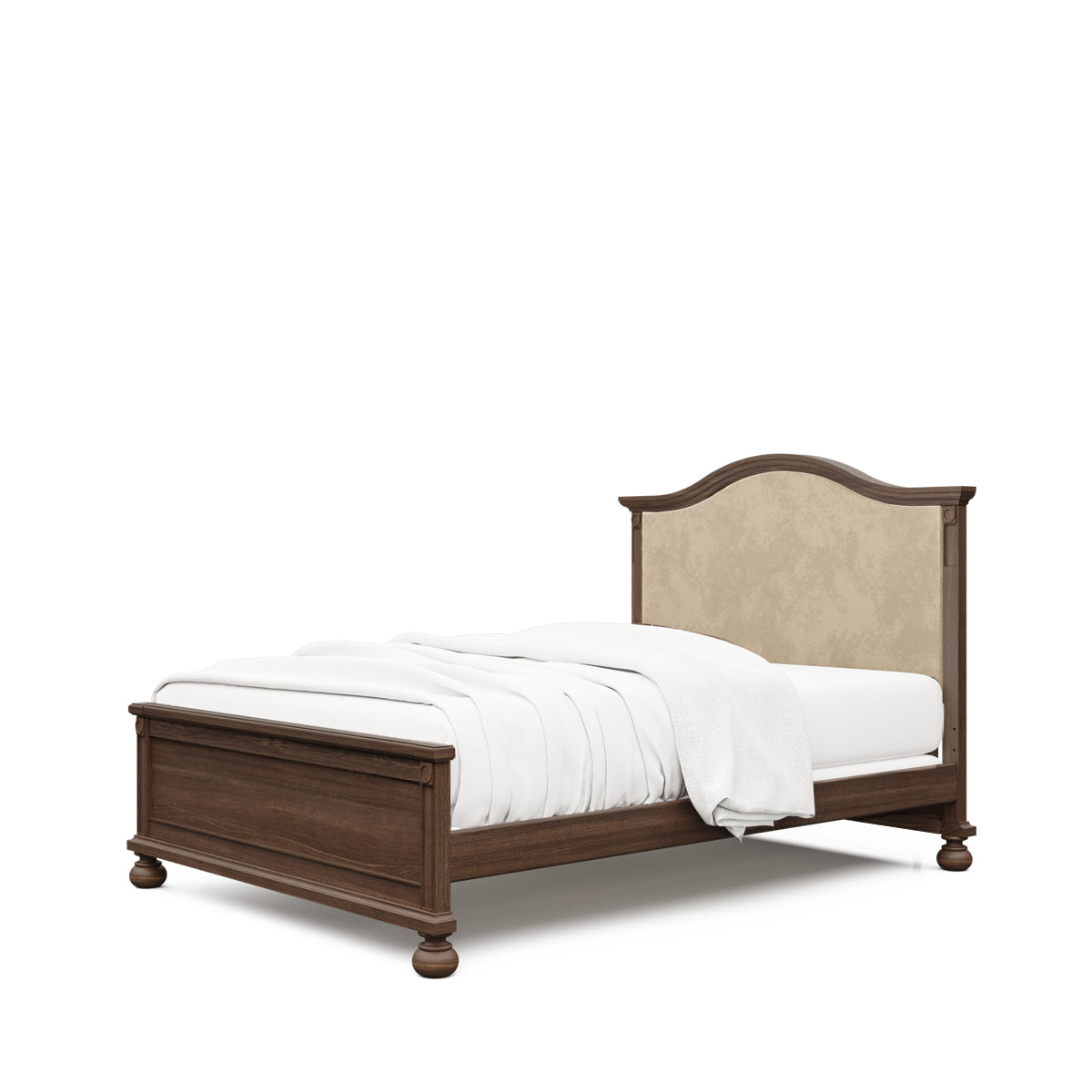 Dakota Padded Full Size Bed – Luxury Upholstered Solid Wood Bed – Modern Low-Profile Designer Headboard