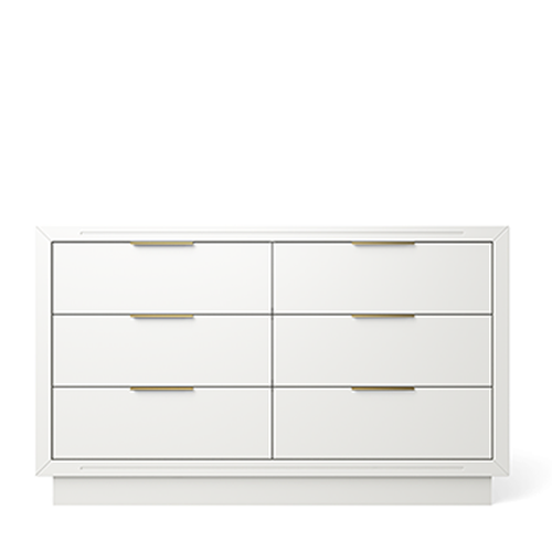 Quadro Solid Wood Double Dresser – 6-Drawer Luxury Chest – Italian Champagne Gold Hardware & Greenguard GOLD Finish