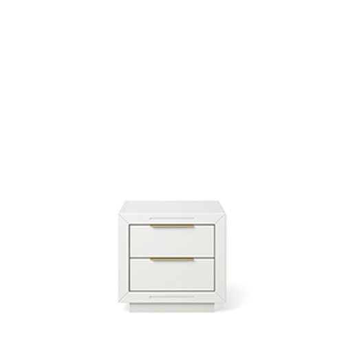 Quadro Solid Wood Nightstand – 2-Drawer Modern Luxury Bedside Chest – Italian Champagne Gold Hardware & Greenguard GOLD Finish