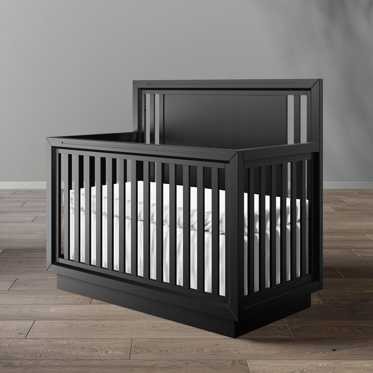 Quadro Solid Wood Convertible Crib – 4-in-1 Luxury Nursery Bed – Sculpted European Hardwood & Organic Design
