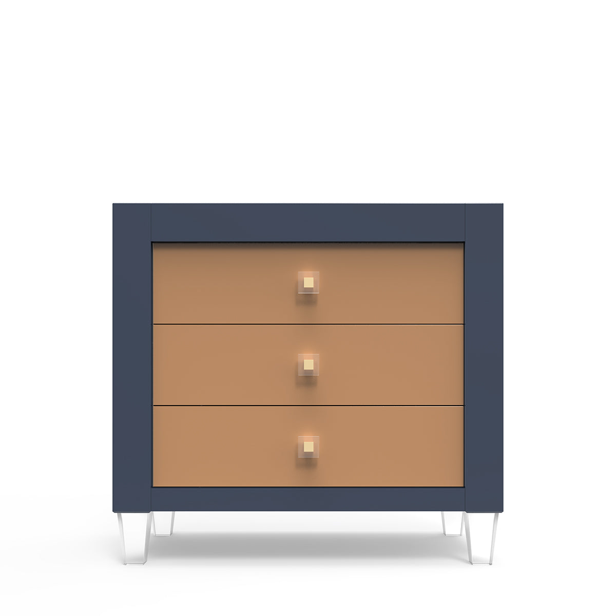 Millenario Solid Wood Single Dresser – 3-Drawer Modern Luxury Chest – Designer Acrylic & Artisan Craftsmanship