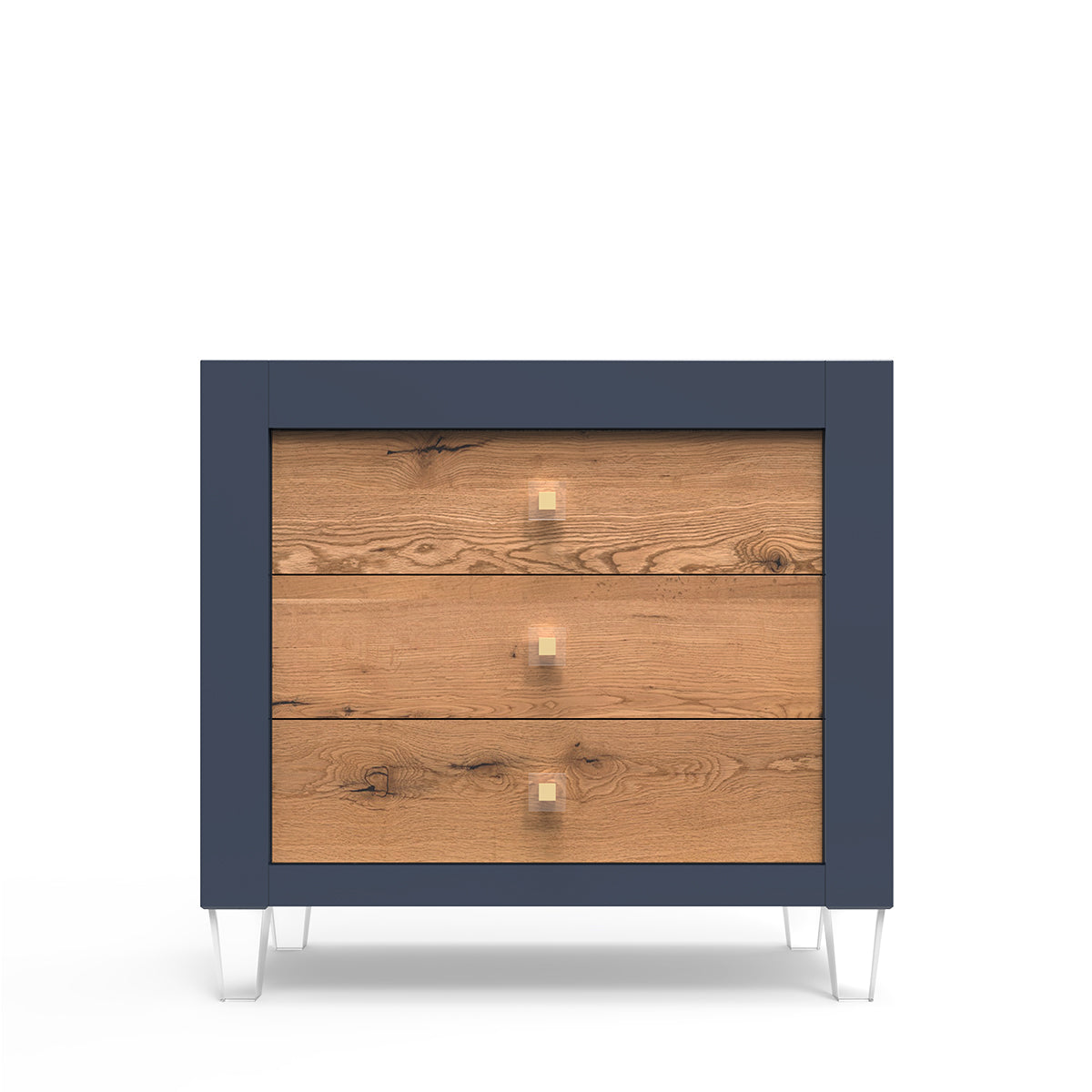 Millenario Solid Wood Single Dresser – 3-Drawer Modern Luxury Chest – Designer Acrylic & Artisan Craftsmanship