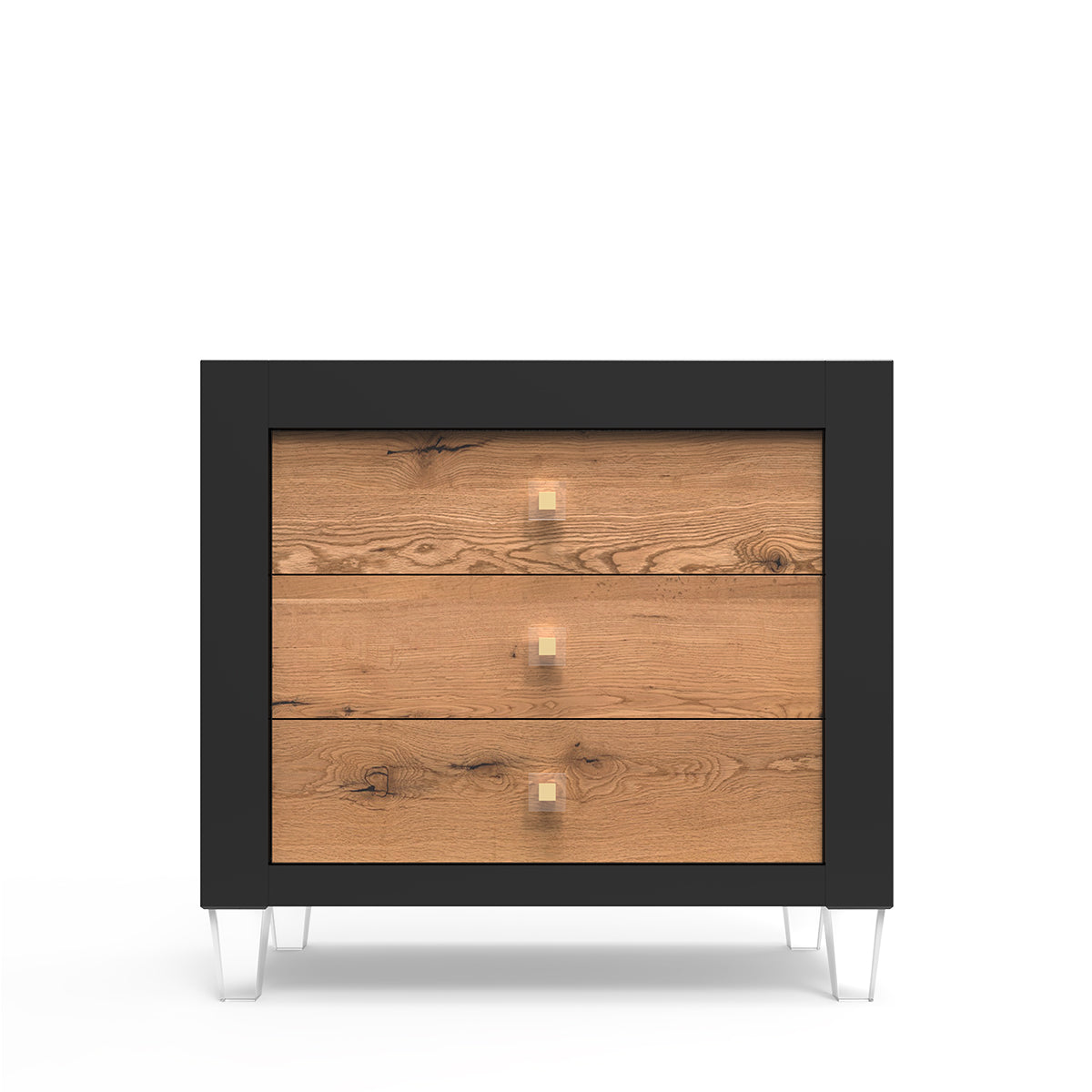 Millenario Solid Wood Single Dresser – 3-Drawer Modern Luxury Chest – Designer Acrylic & Artisan Craftsmanship