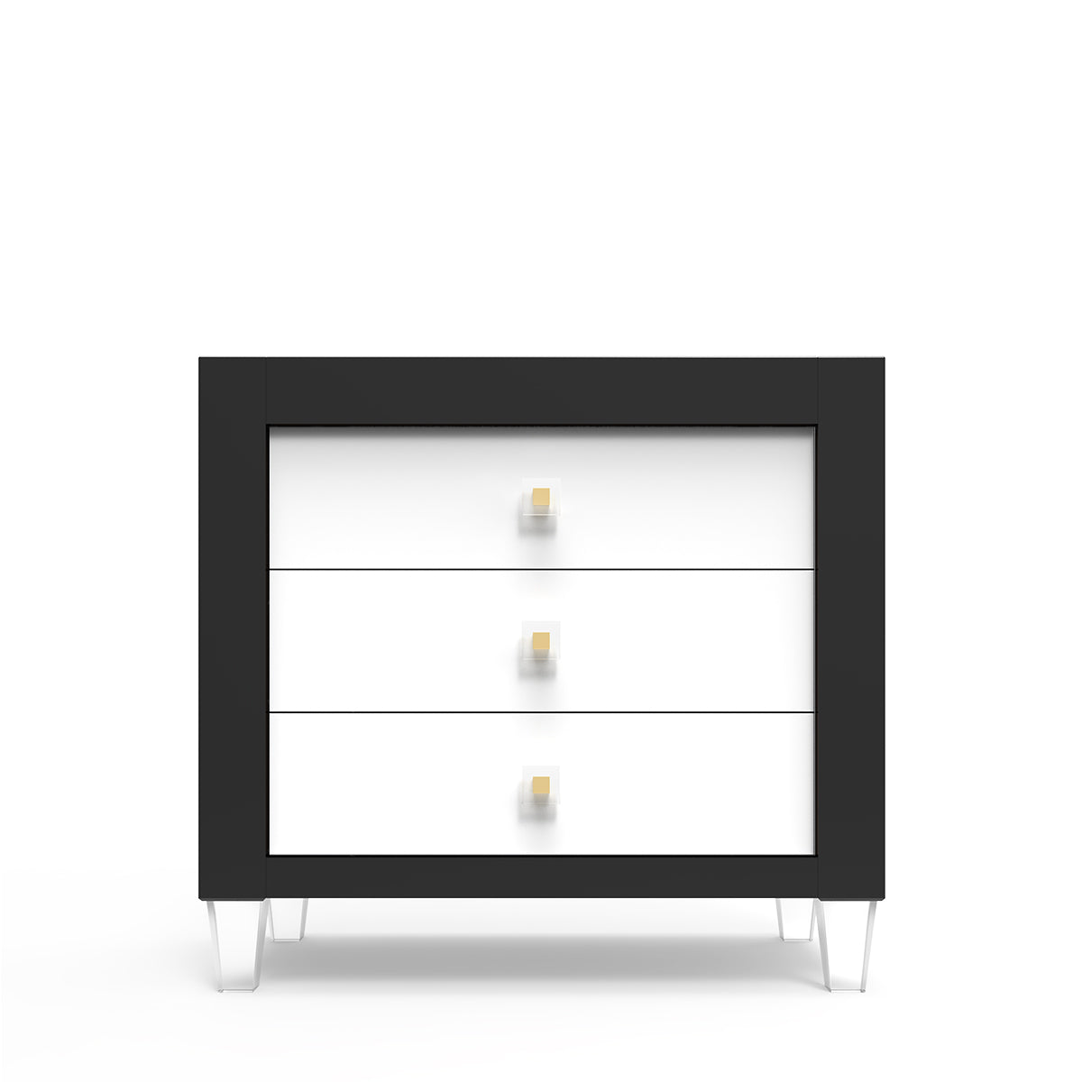 Millenario Solid Wood Single Dresser – 3-Drawer Modern Luxury Chest – Designer Acrylic & Artisan Craftsmanship