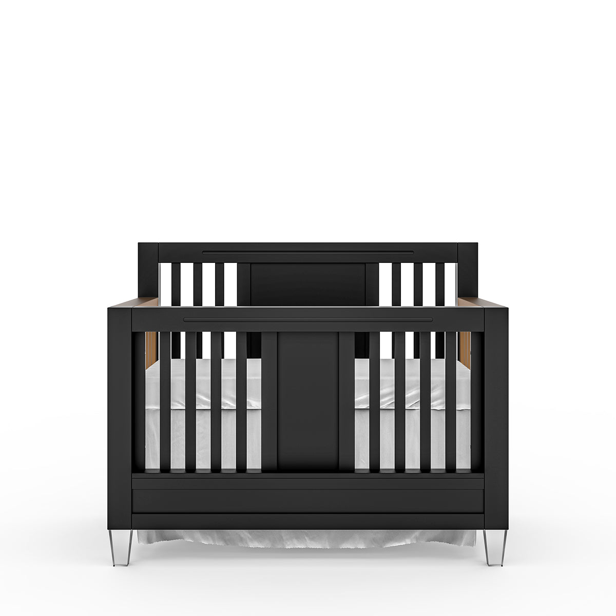 Millenario Solid Wood Convertible Crib – 4-in-1 Luxury Lifestyle Bed – Modern Artisan Design with Acrylic Detail