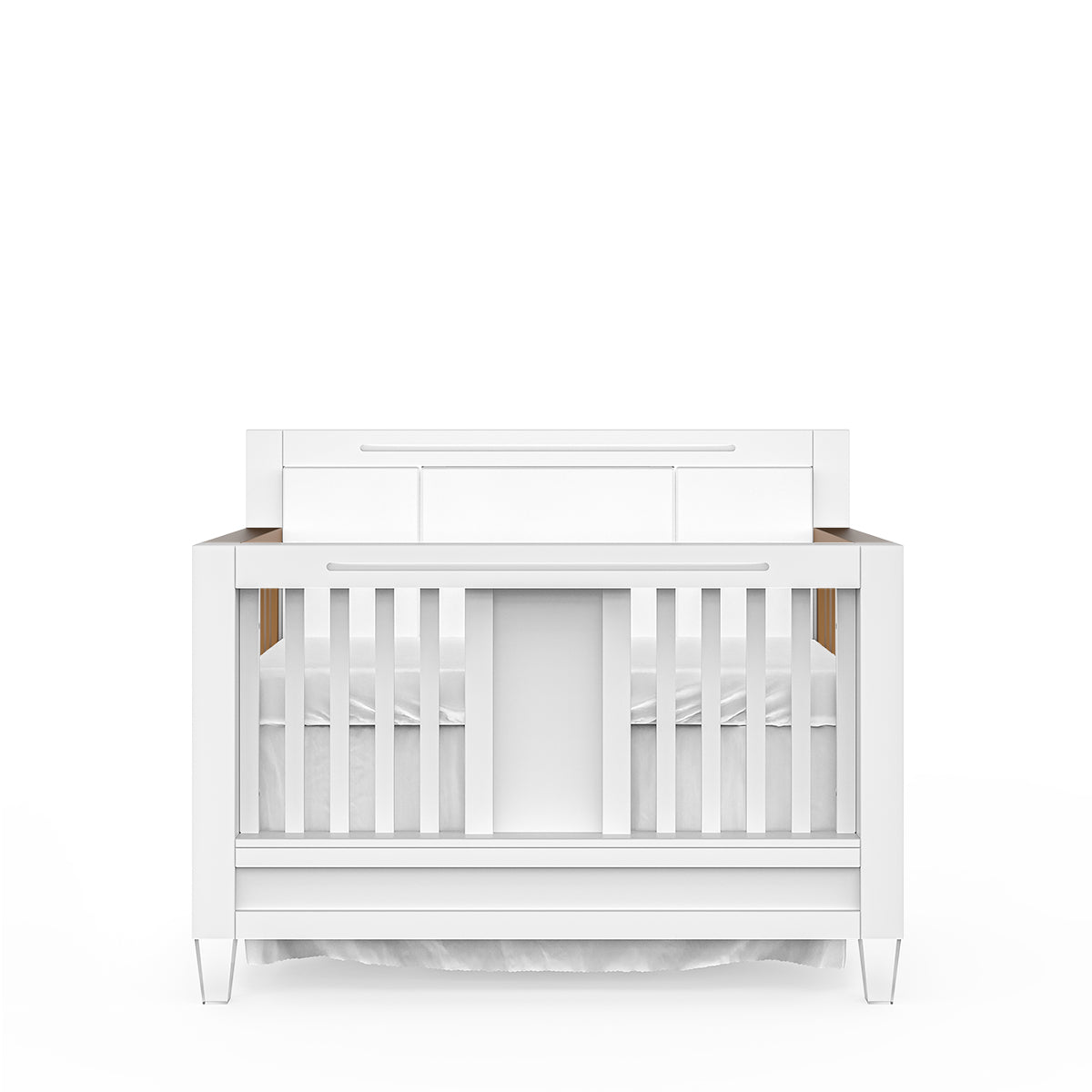 Lit bébé convertible capitonné Millenario – Lit moderne en bois massif et acrylique – Lit 4 en 1 de qualité supérieure avec panneau rembourré