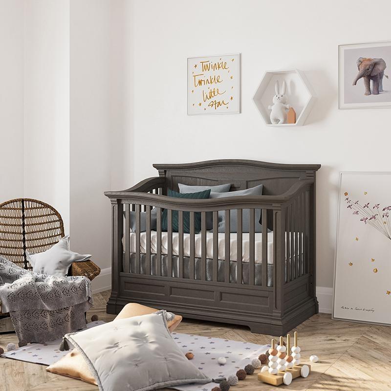 Lit bébé convertible Imperio à dossier solide – Lit 4 en 1 100 % hêtre massif – Un classique d'héritage impérial