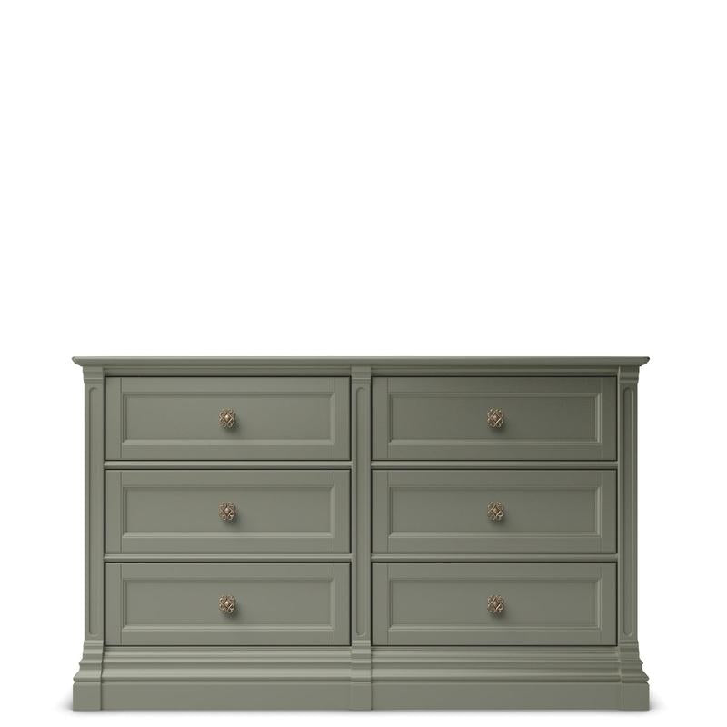 Imperio Solid Wood Double Dresser – 7-Drawer Luxury Nursery Chest – Grand 59" Changing Station & Wardrobe