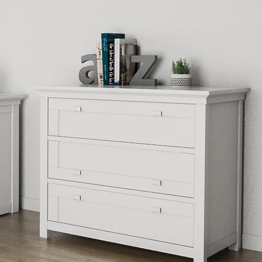 Karisma Solid Wood Single Dresser – 3-Drawer Mid-Century Luxury Chest – Handcrafted Diamond Wood Handles & Organic Finish