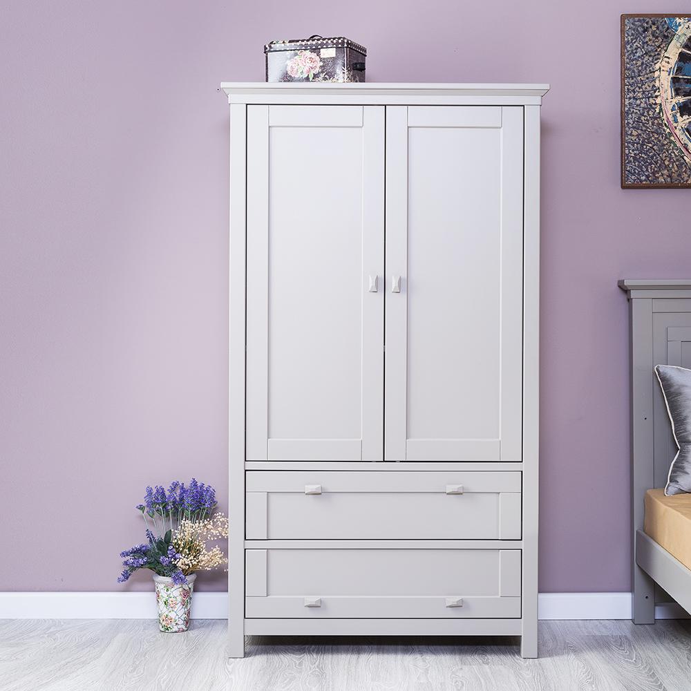 Armoire Karisma en bois massif – Armoire de luxe style milieu du siècle – Poignées en bois en forme de losange fabriquées à la main et double espace de rangement