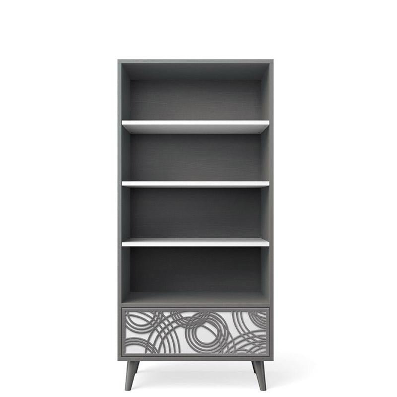 New York Solid Wood Bookcase – Mid-Century Modern Library – Handcrafted European Designer Shelving with Laser-Cut & Eco-Leather Customization