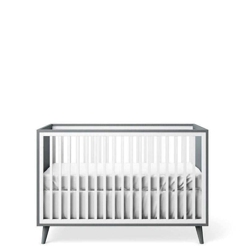 New York Solid Wood Convertible Crib – Mid-Century Modern Urban Designer Bed – Handcrafted European Crib with Laser-Cut & Eco-Leather Options