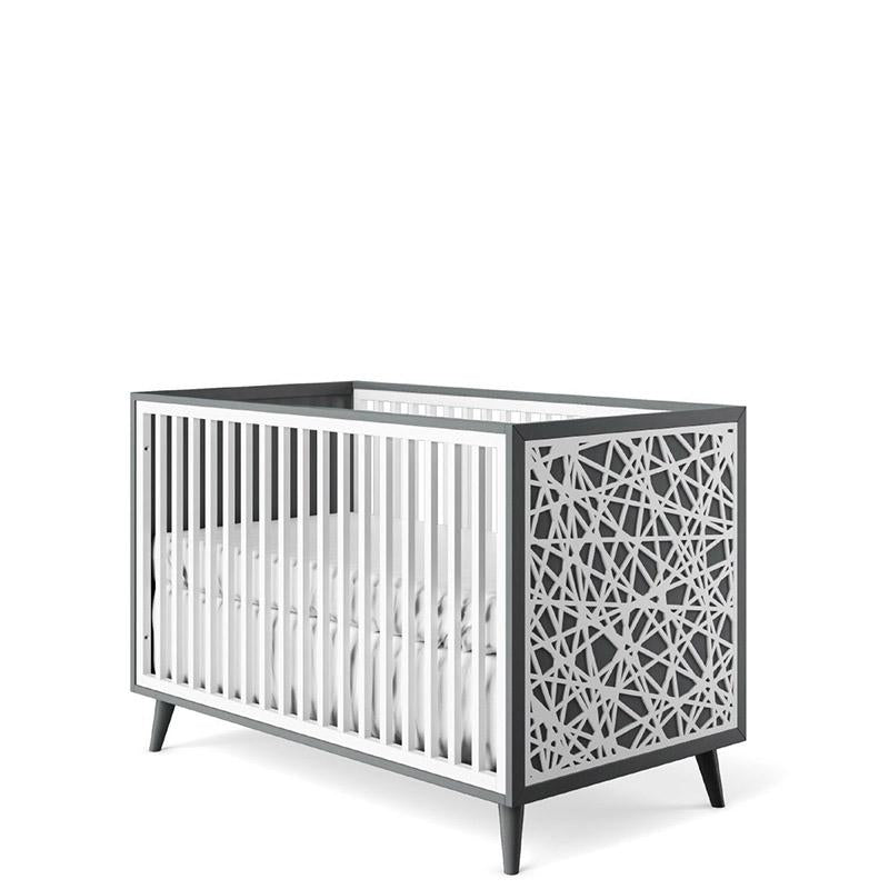 New York Solid Wood Convertible Crib – Mid-Century Modern Urban Designer Bed – Handcrafted European Crib with Laser-Cut & Eco-Leather Options