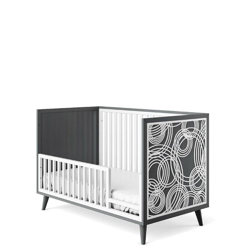 New York Solid Wood Convertible Crib – Mid-Century Modern Urban Designer Bed – Handcrafted European Crib with Laser-Cut & Eco-Leather Options