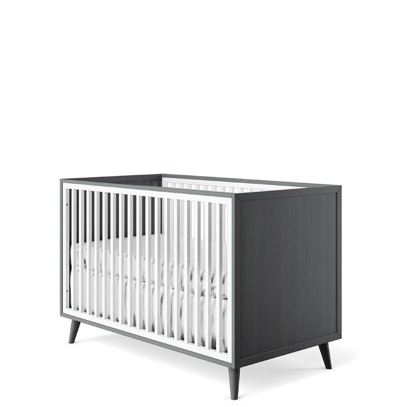New York Solid Wood Convertible Crib – Mid-Century Modern Urban Designer Bed – Handcrafted European Crib with Laser-Cut & Eco-Leather Options
