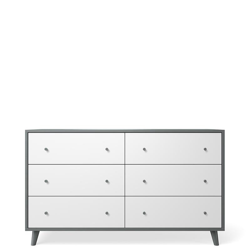 New York Solid Wood Double Dresser – Mid-Century Modern 6-Drawer Chest – Handcrafted European Designer Storage with Custom Art Appliqué