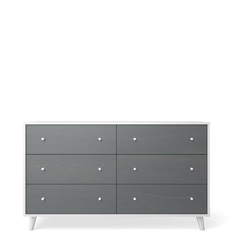 New York Solid Wood Double Dresser – Mid-Century Modern 6-Drawer Chest – Handcrafted European Designer Storage with Custom Art Appliqué