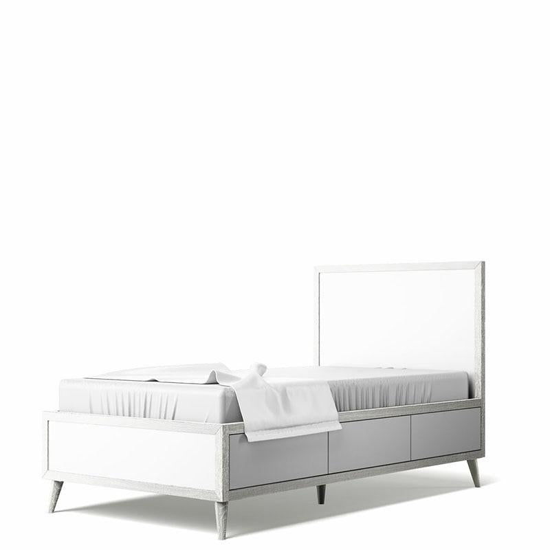 New York Massivholzbett – Mid-Century-Modern-Designerrahmen – Handgefertigtes europäisches Plattformbett mit Stauraummöglichkeiten unter dem Bett