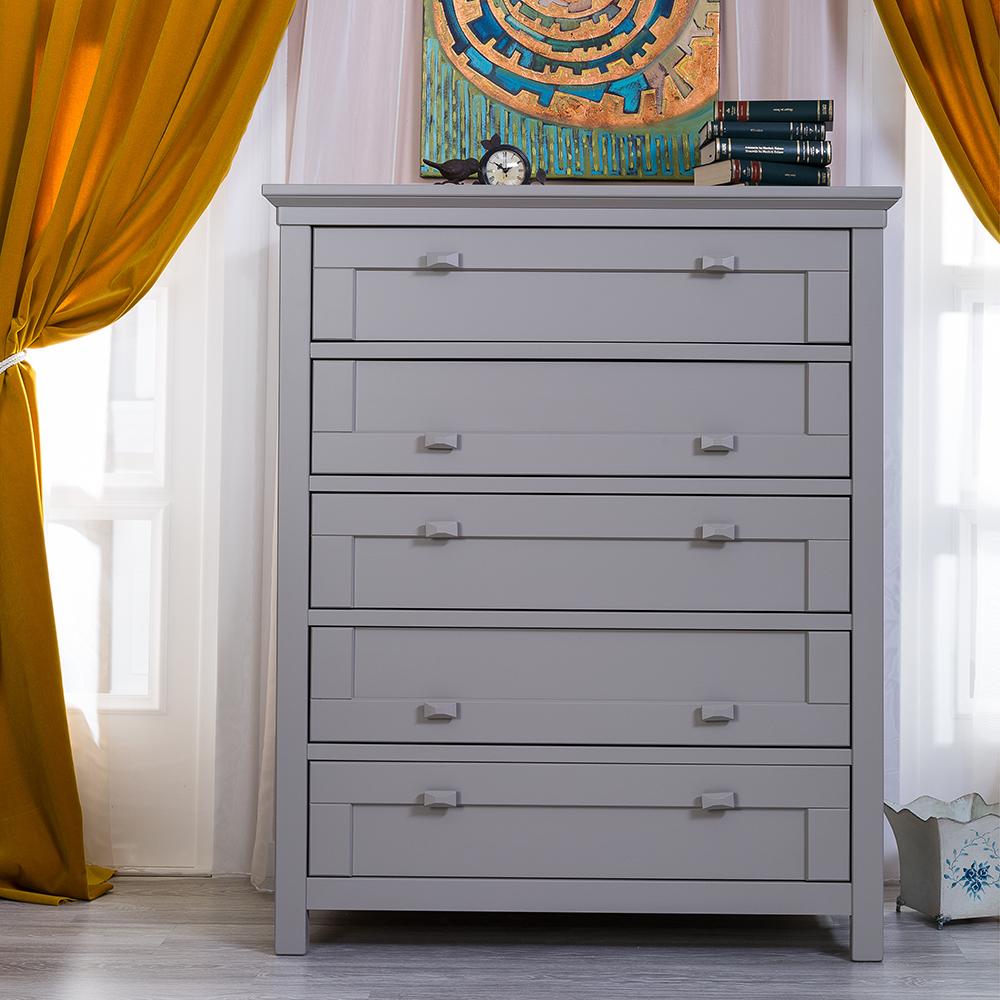 Karisma Massivholz-Kommode – 5-Schubladen-Kleiderschrank im Mid-Century-Stil – Handgefertigte europäische Kommode