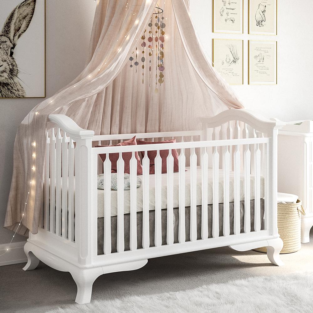 Cleopatra Classic Solid Wood Crib – Symmetrical European Design – 3-in-1 Convertible Nursery Centerpiece