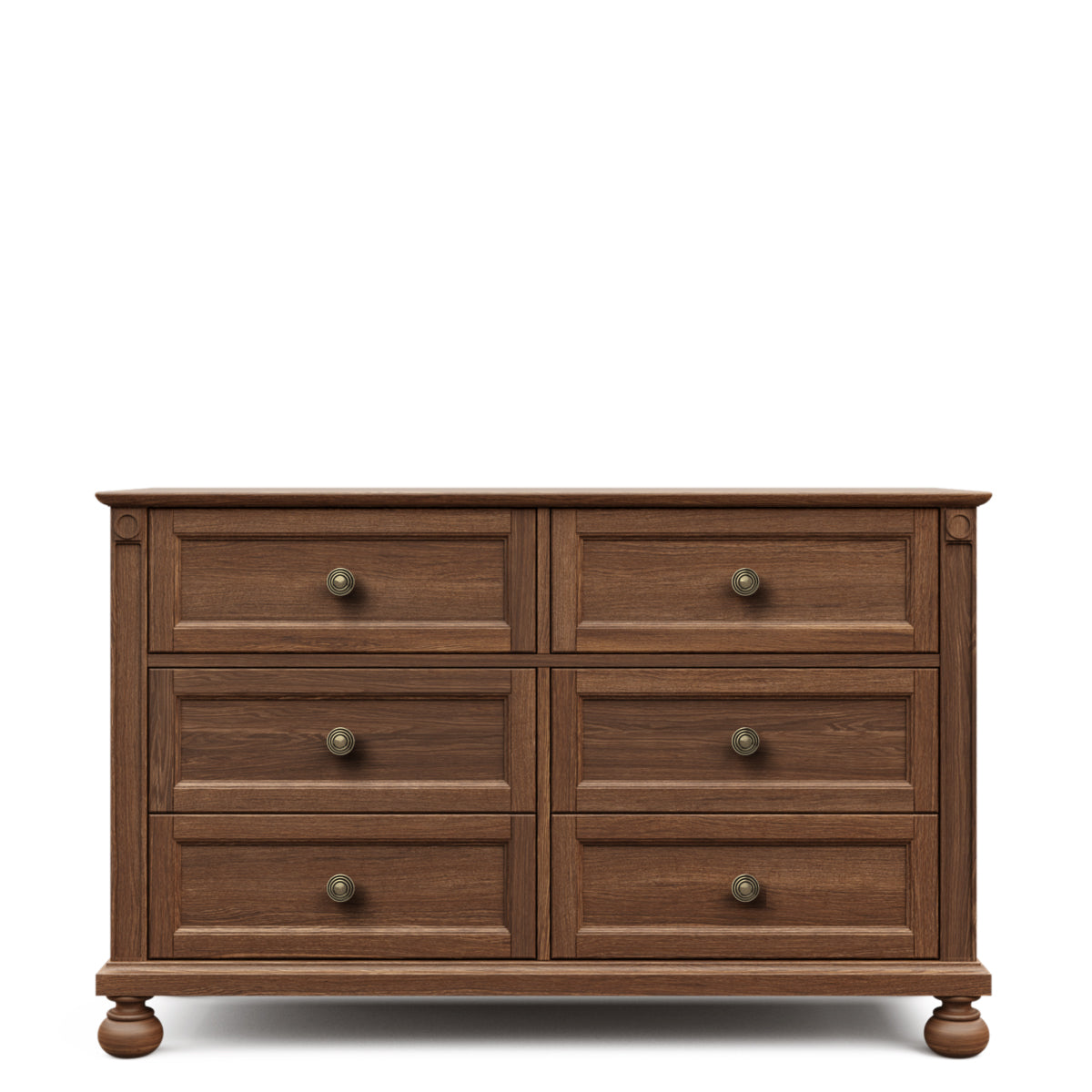 Dakota Solid Wood Double Dresser – 6-Drawer Luxury 59" Chest – Handcrafted European Artisan Storage