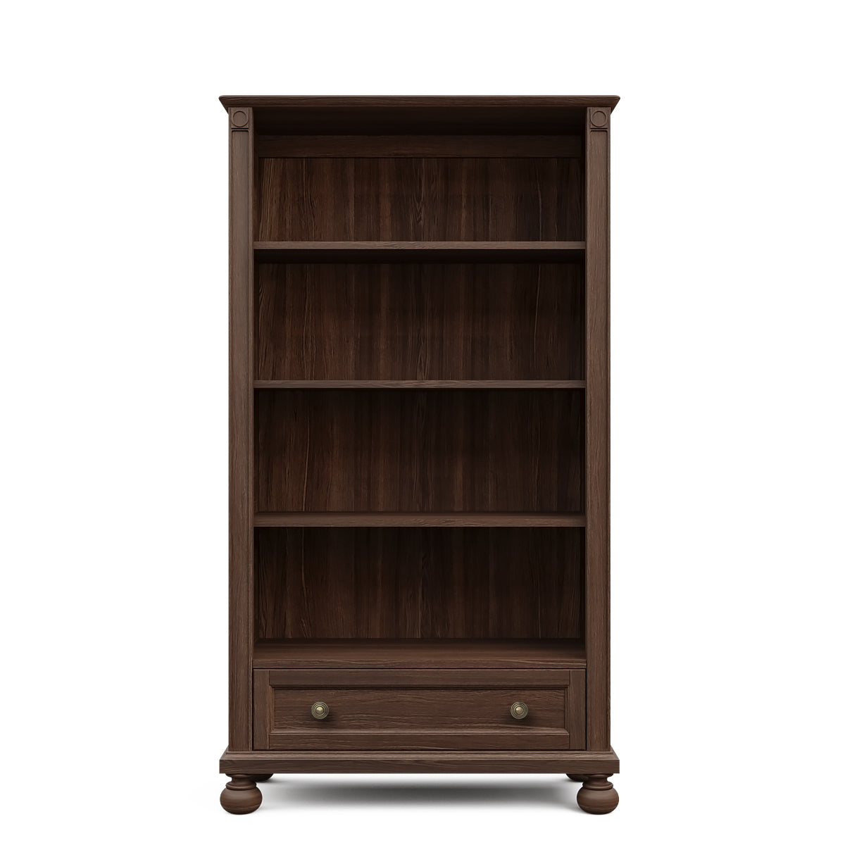 Dakota Solid Wood Grand Bookcase – Extra-Wide Luxury Library with Storage Drawer – Adjustable Artisan Shelving