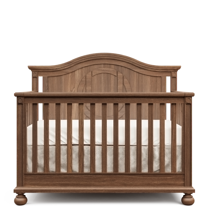 Dakota Solid Wood Convertible Crib – 4-in-1 Luxury Nursery Bed – Timeless Architectural Design & Solid-Back Heritage