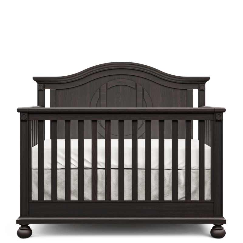 Dakota Solid Wood Convertible Crib – 4-in-1 Luxury Nursery Bed – Timeless Architectural Design & Solid-Back Heritage