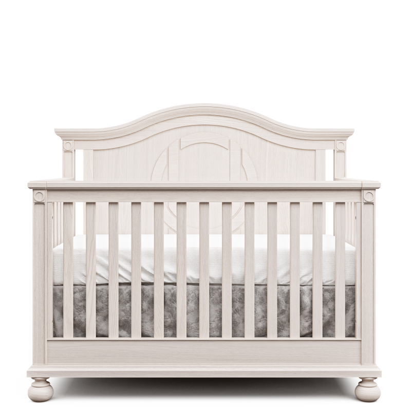 Dakota Solid Wood Convertible Crib – 4-in-1 Luxury Nursery Bed – Timeless Architectural Design & Solid-Back Heritage