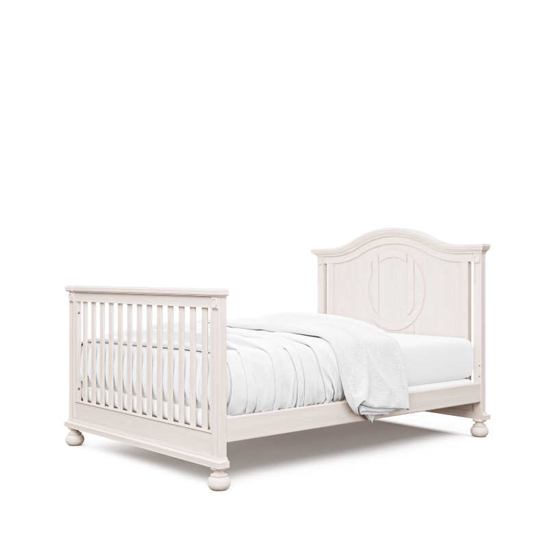 Dakota Solid Wood Convertible Crib – 4-in-1 Luxury Nursery Bed – Timeless Architectural Design & Solid-Back Heritage