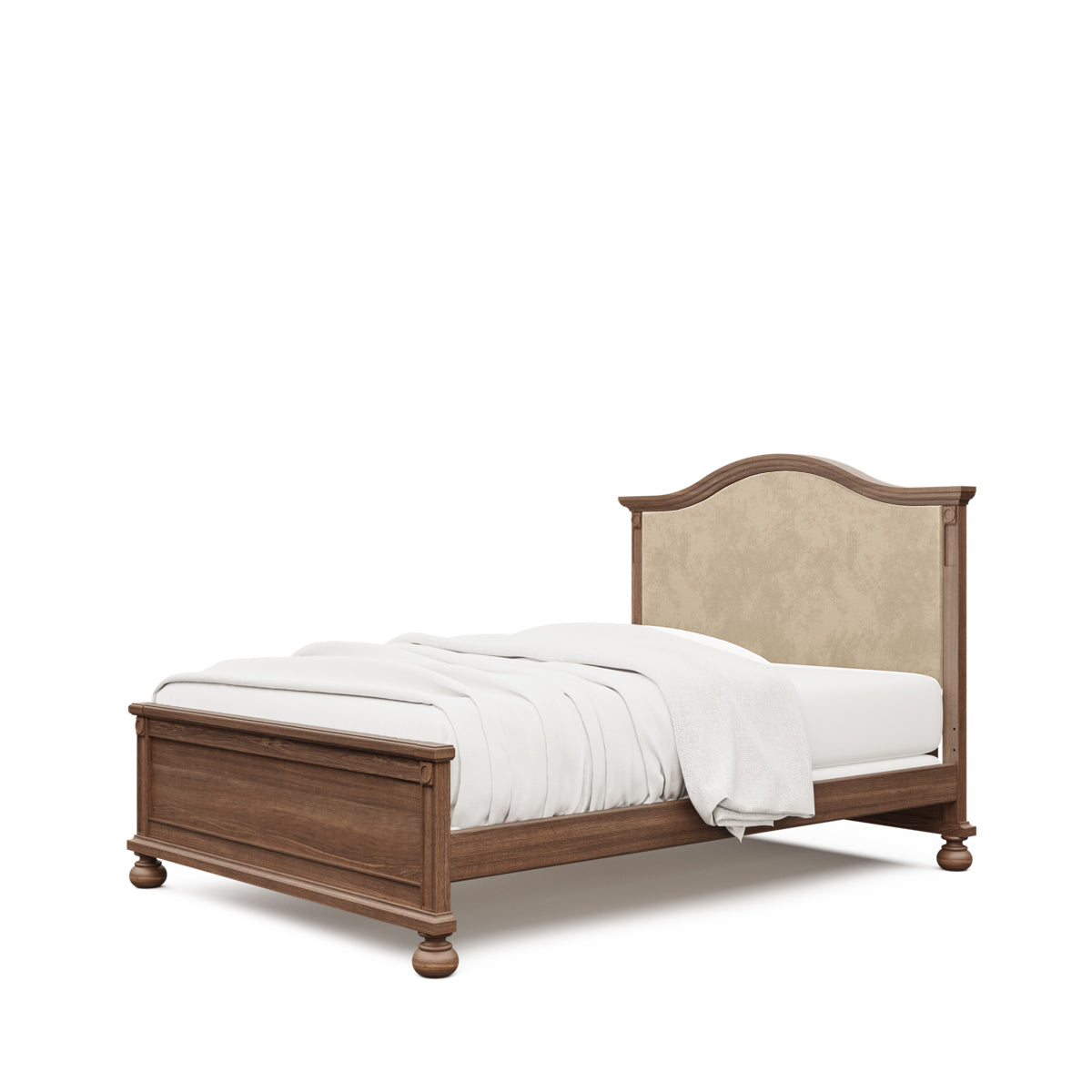 Dakota Padded Full Size Bed – Luxury Upholstered Solid Wood Bed – Modern Low-Profile Designer Headboard