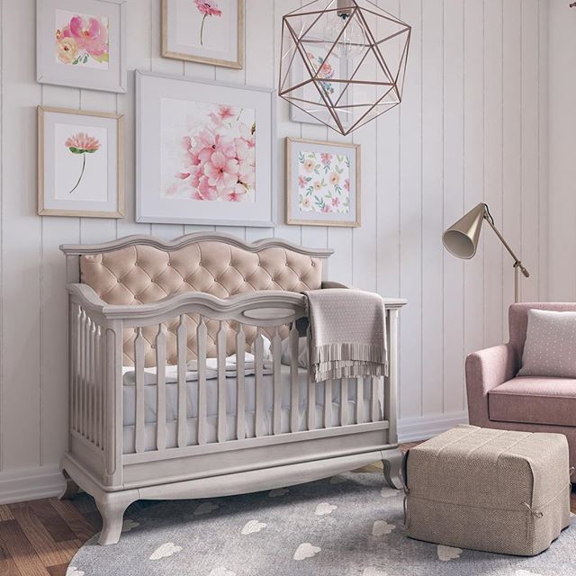 Cleopatra Convertible Crib – Luxury Solid Wood & Organic Upholstery 7501 + TUF7000