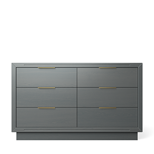 Quadro Solid Wood Double Dresser – 6-Drawer Luxury Chest – Italian Champagne Gold Hardware & Greenguard GOLD Finish
