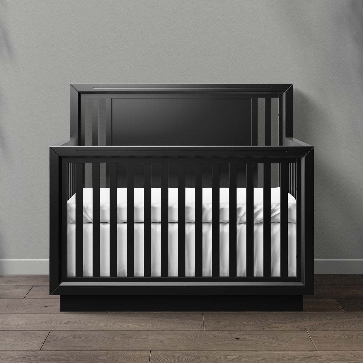 Quadro Solid Wood Convertible Crib – 4-in-1 Luxury Nursery Bed – Sculpted European Hardwood & Organic Design