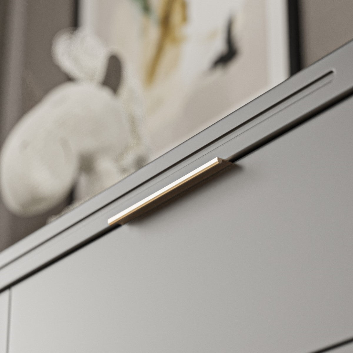 Quadro Solid Wood Double Dresser – 6-Drawer Luxury Chest – Italian Champagne Gold Hardware & Greenguard GOLD Finish