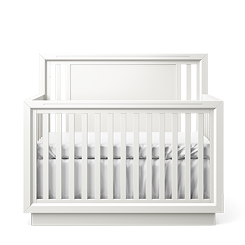 Quadro Solid Wood Convertible Crib – 4-in-1 Luxury Nursery Bed – Sculpted European Hardwood & Organic Design