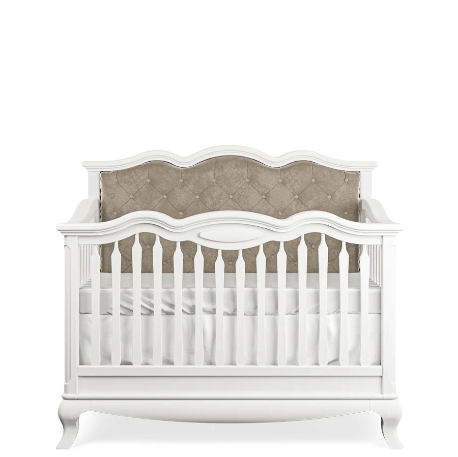 Cleopatra Convertible Crib – Luxury Solid Wood & Organic Upholstery 7501 + TUF7000