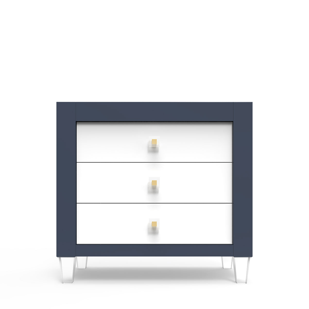 Millenario Solid Wood Single Dresser – 3-Drawer Modern Luxury Chest – Designer Acrylic & Artisan Craftsmanship