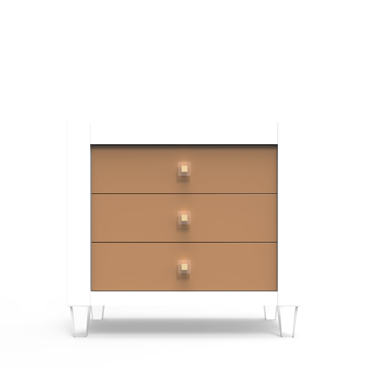 Millenario Solid Wood Single Dresser – 3-Drawer Modern Luxury Chest – Designer Acrylic & Artisan Craftsmanship