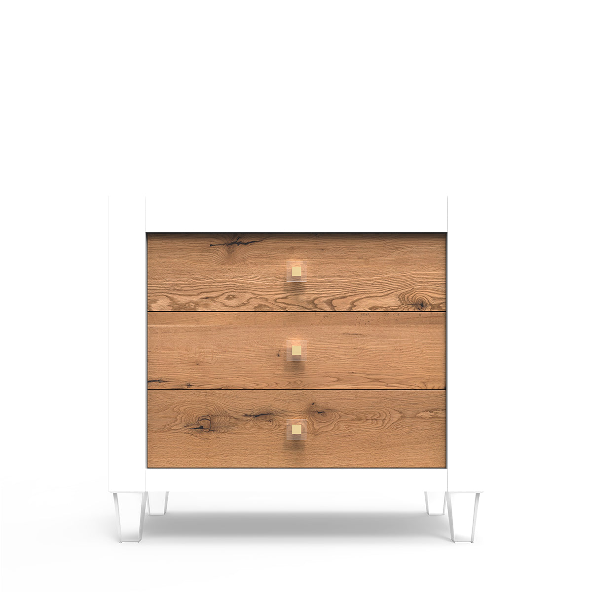 Millenario Solid Wood Single Dresser – 3-Drawer Modern Luxury Chest – Designer Acrylic & Artisan Craftsmanship
