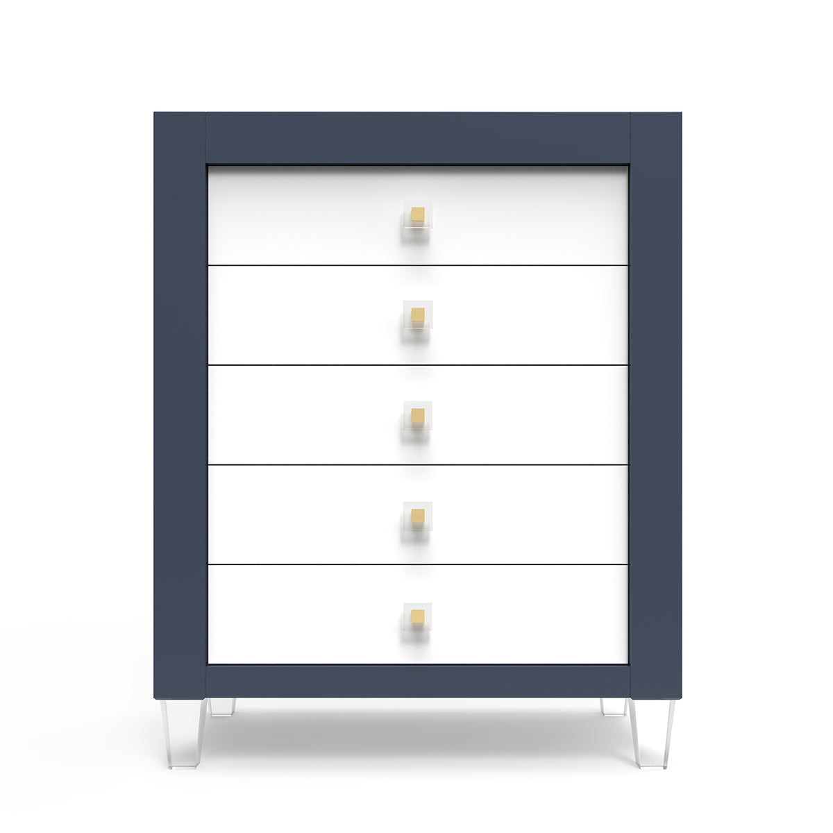 Millenario Solid Wood Tall Chest – 5-Drawer Modern Luxury Wardrobe – Designer Acrylic & High-Density Storage