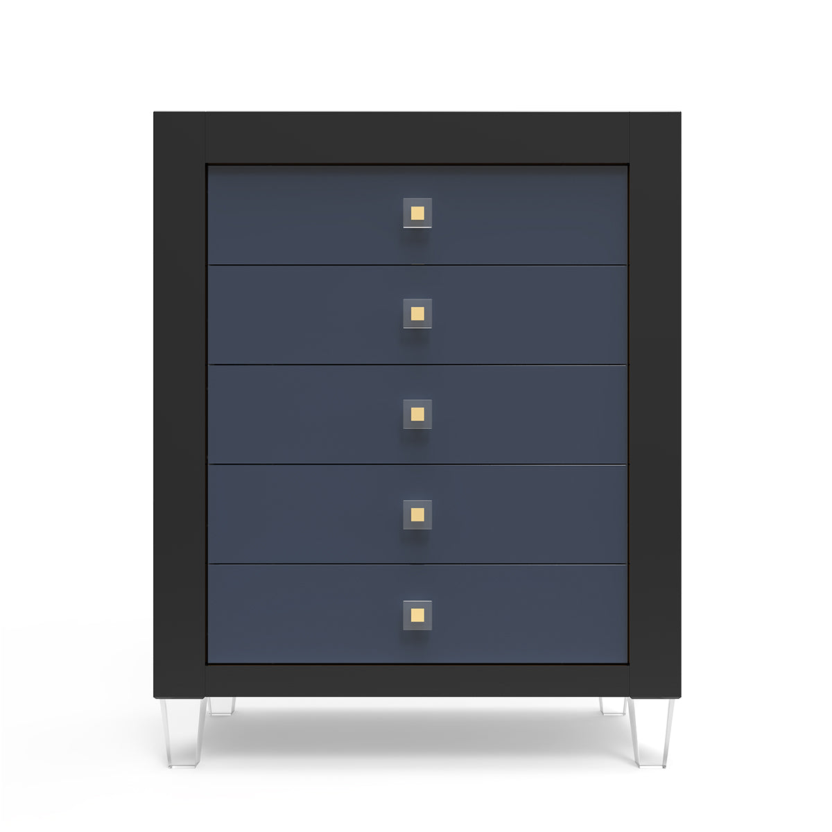 Millenario Solid Wood Tall Chest – 5-Drawer Modern Luxury Wardrobe – Designer Acrylic & High-Density Storage