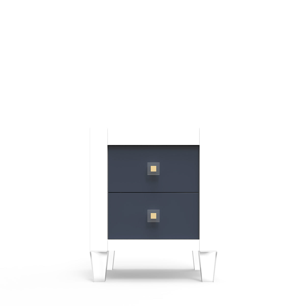 Millenario Solid Wood Nightstand – 2-Drawer Modern Luxury Bedside Chest – Designer Acrylic & Artisan Detail