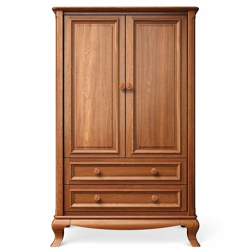 Armoire Antonio en bois massif – Armoire et meuble de rangement de luxe à 2 tiroirs – Pièce maîtresse artisanale européenne