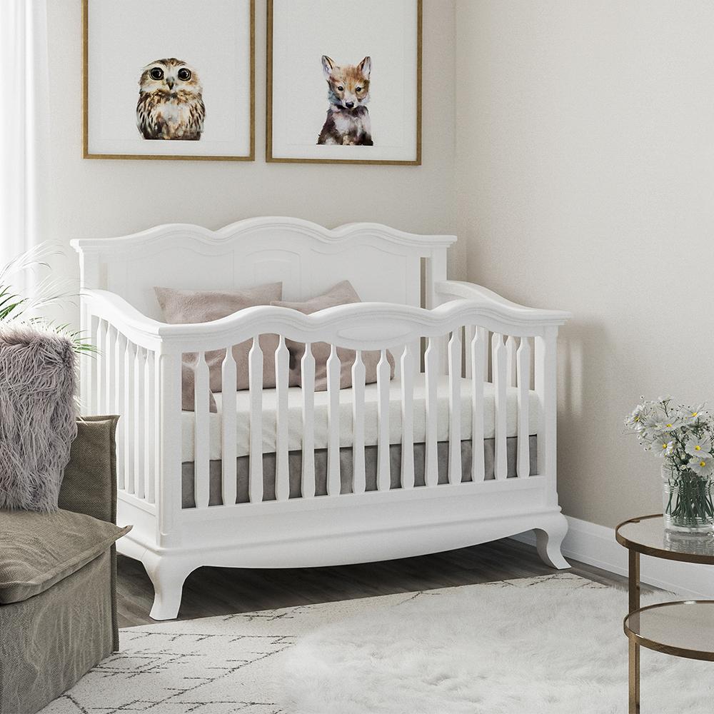 Cleopatra Solid Back Convertible Crib – 100% Solid Beech Wood 4-in-1 Lifetime Bed – Artisan Handcrafted Elegance